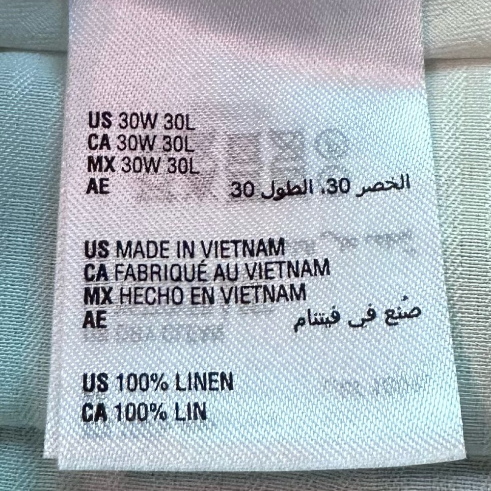 Bar III Slim Fit Gray Linen Trousers Size Width 30” x Length 30” NWT - Picture 7 of 9